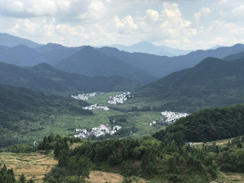 婺源最美丽,最壮观的山中田园风光,一边是百米深的山涧,另一边是茂密