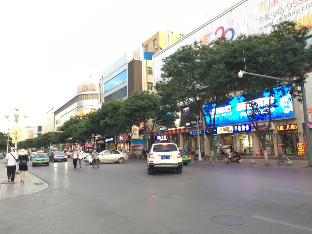 因为就住在解放路上,这一带是闹市,到了夜里,附近的步行街就显得霓虹