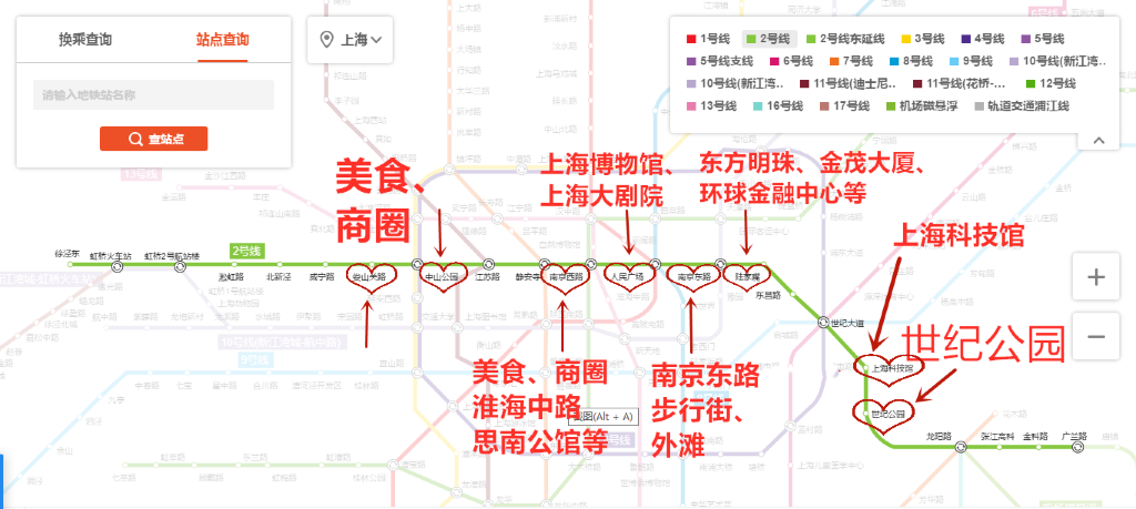 一张图带你玩转上海——上海地铁沿线的景点和美食