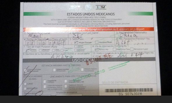 在飞往哈瓦那check in时,出示墨西哥入境时的留下的入境卡一半,被
