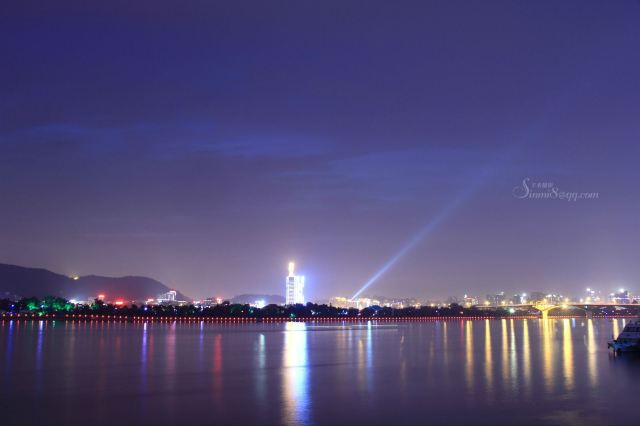 长沙湘江河畔夏季夜景风光片