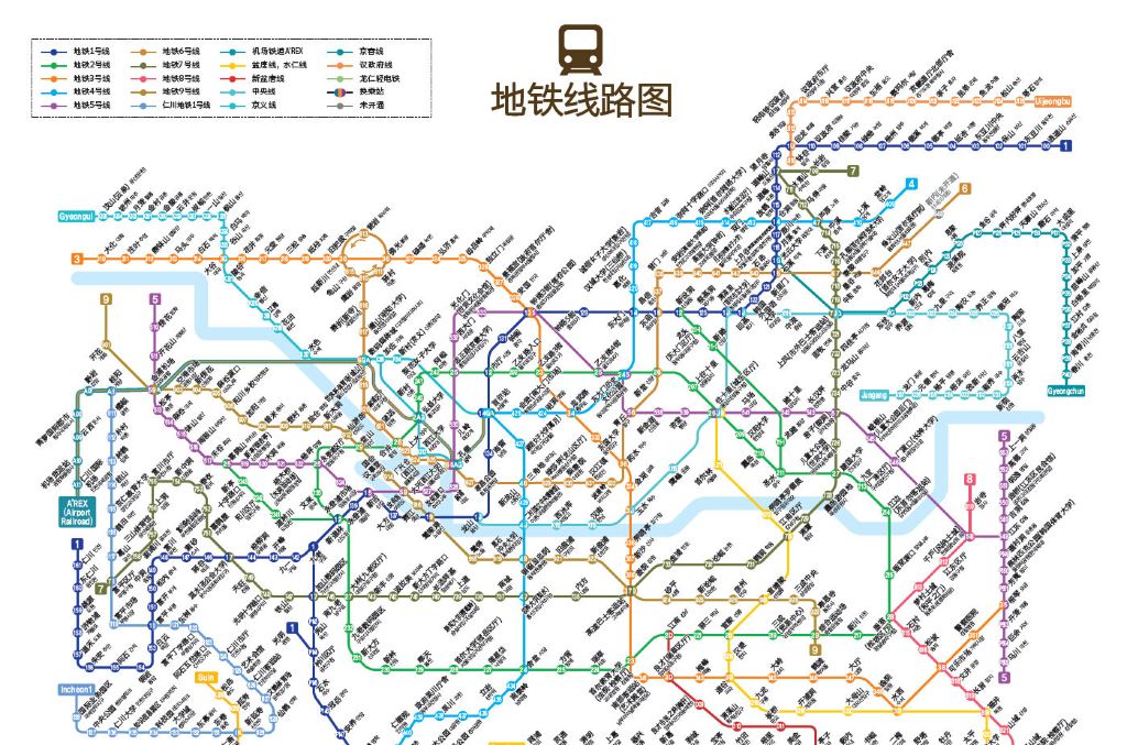 《首尔官方热门区域中文地图 中文地铁图》明洞,东大门,仁寺洞等地区