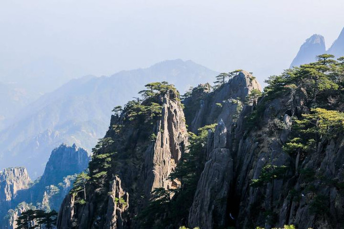 從散花塢到黃山三大主峰之一的光明頂大約還需要步行1個小時,這是黃山