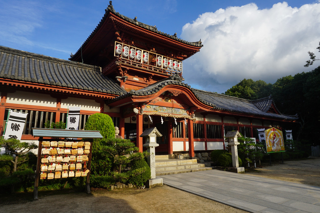 時期,河野氏興把神社遷到了現址;之後松山城主加藤嘉明為求武運長久