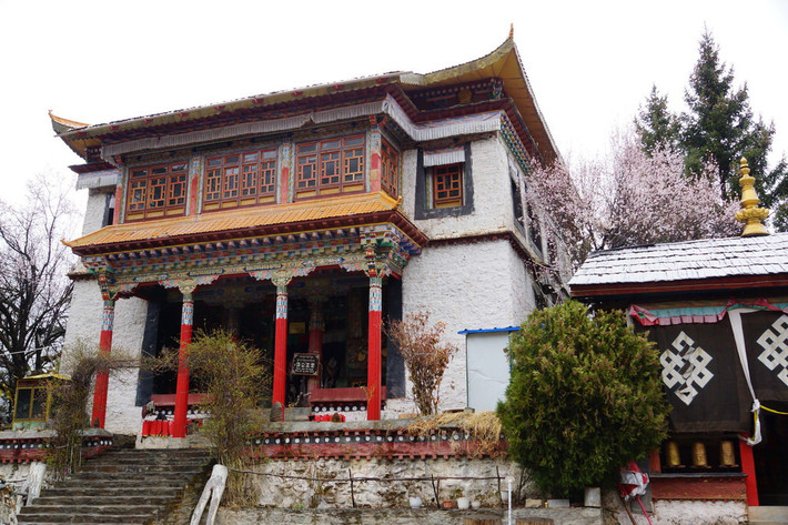 小岛上有唐代的建筑"错宗工巴寺,是西藏有名的红教宁玛派寺庙,建于