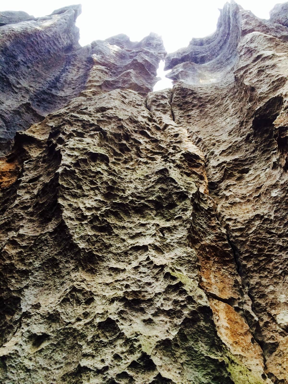 石壁,坑洼很滑,有水侵蚀的感觉. 石林