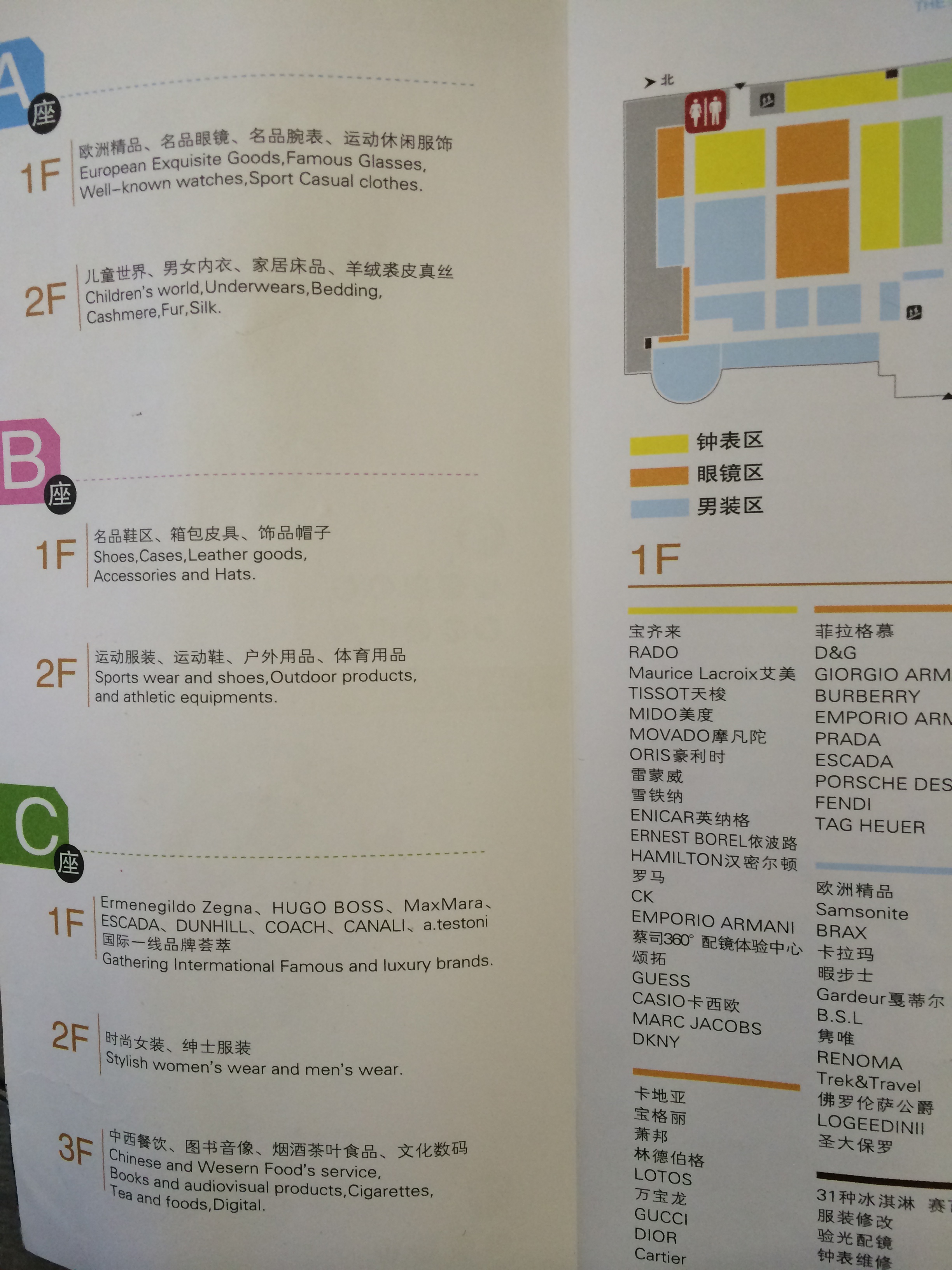天津新燕莎品牌分布图图片